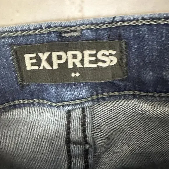 Express Women's Slim Fit Jeans Medium Dark Wash Size 4 Skinny High‎ Rise - Picture 2 of 6